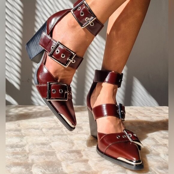 Free People x Jeffrey Campbell Hendrix Heels in Merlot NWOB Size 6 - Picture 7 of 15